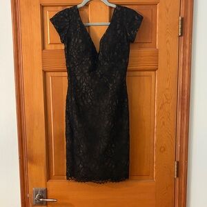 Carmen Marc Valvo Black Lace Mini Dress